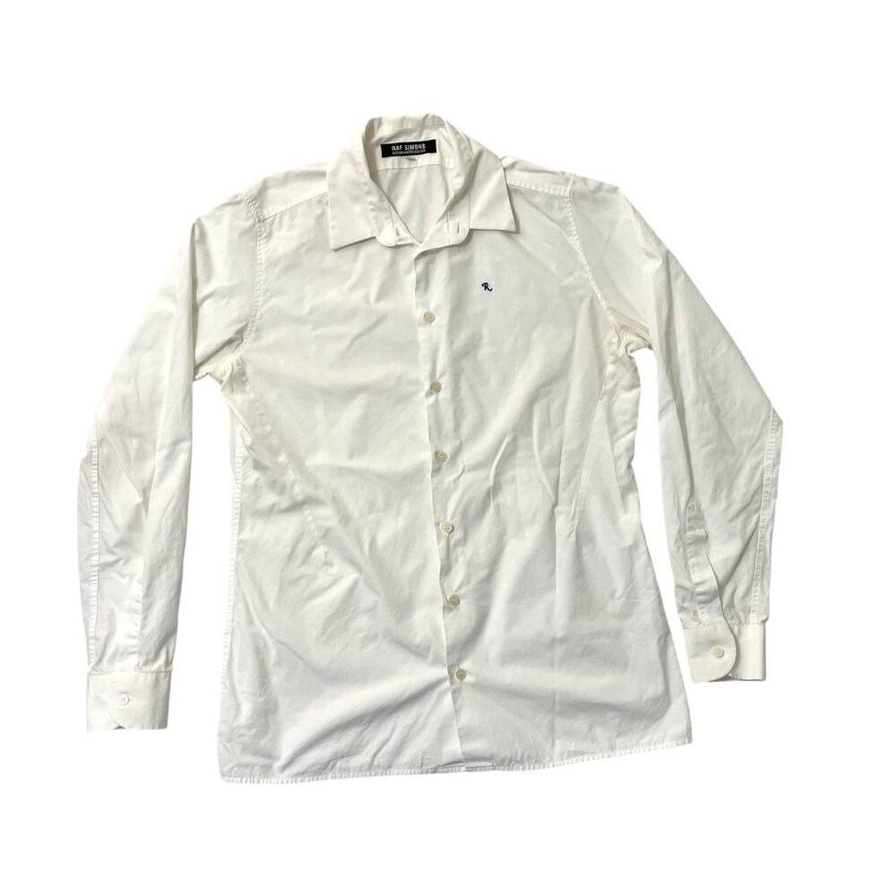 RAF SIMONS White "R" Button Down Long Sleeve Shirt 2009-2010 Unisex size 50